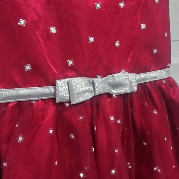 Jona Michelle Sparkle Netting Dress with Bow Red/Cranberry sz 5 - Picture 6 of 12